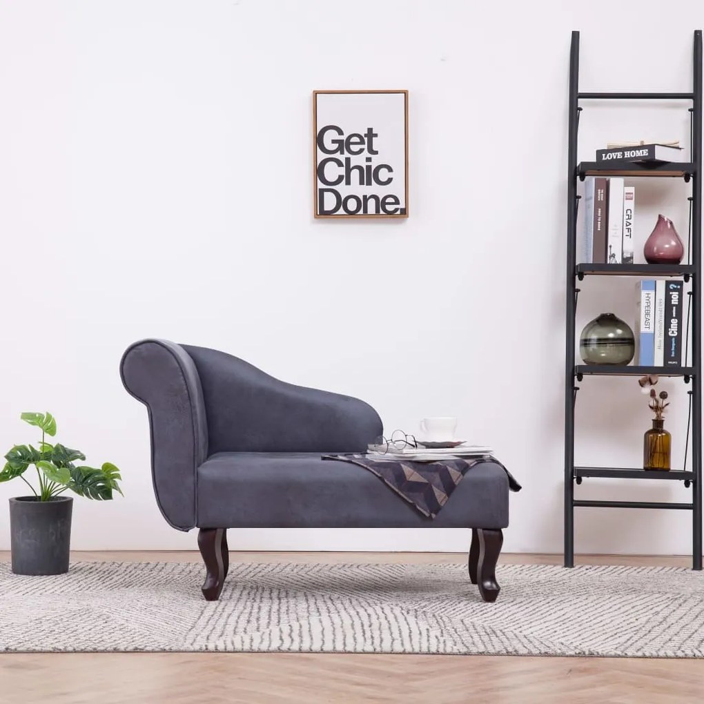281372 vidaXL Șezlong, gri, piele întoarsă ecologică