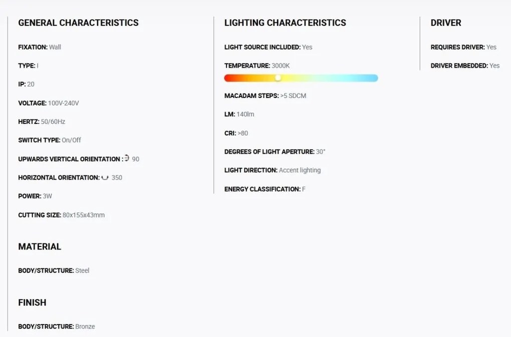 Aplica cu reader LED incastrabila stil minimalist SUAU bronz