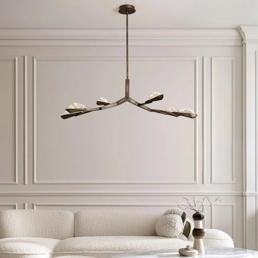 Lustra LED alama antic cu sticla lucrat manual GRETA 34W