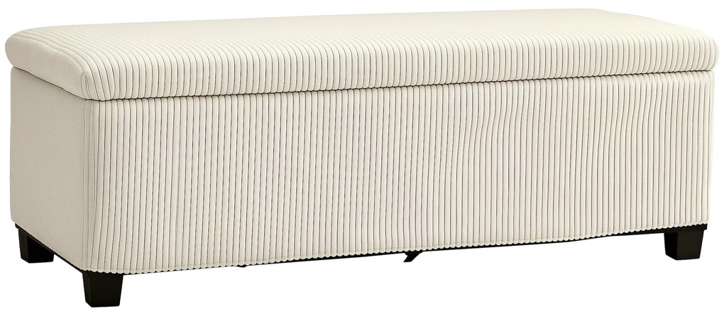 HOMCOM Banc de depozitare capăt de pat din catifea cordonată cu capac, pentru salon, dormitor, intrare, 112 x 42 x 40 cm, bej | Aosom Romania