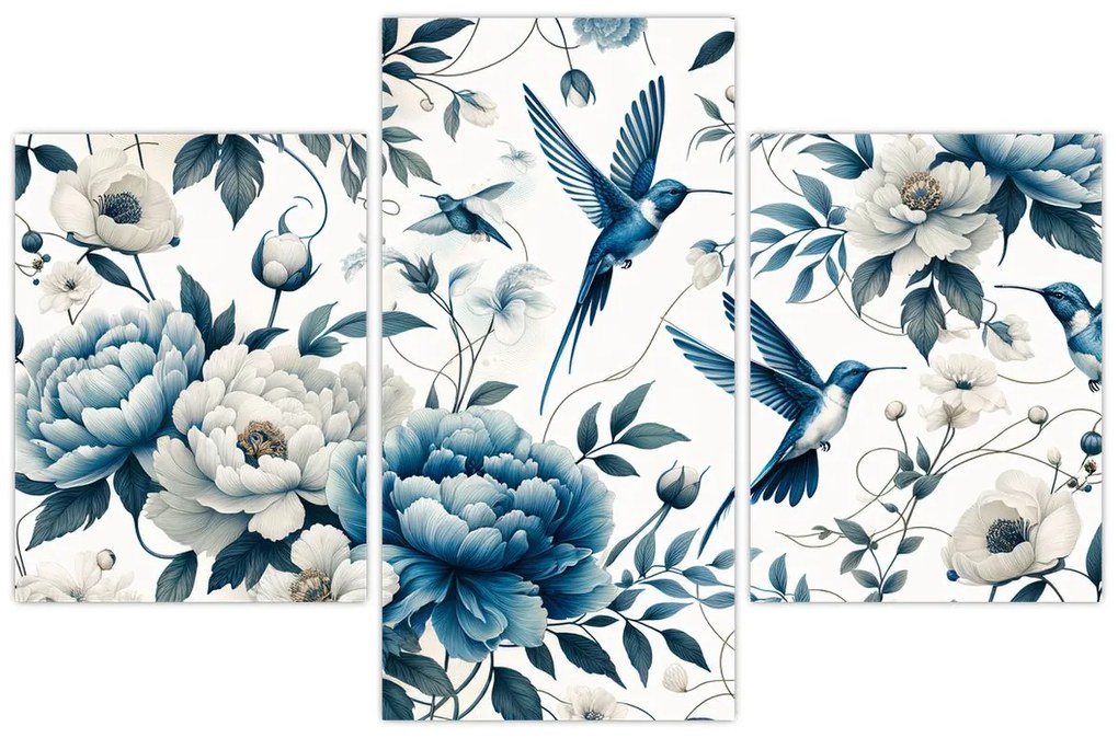 Tablou - Colibri cu flori (90x60 cm)