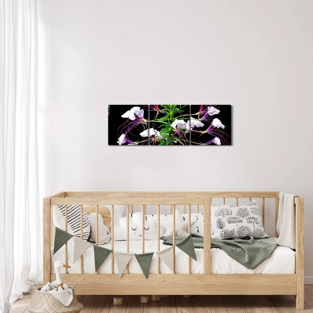 Tablou cu floare (cu ceas) (90x30 cm)