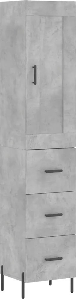 vidaXL Dulap înalt, gri beton, 34,5x34x180 cm, lemn prelucrat