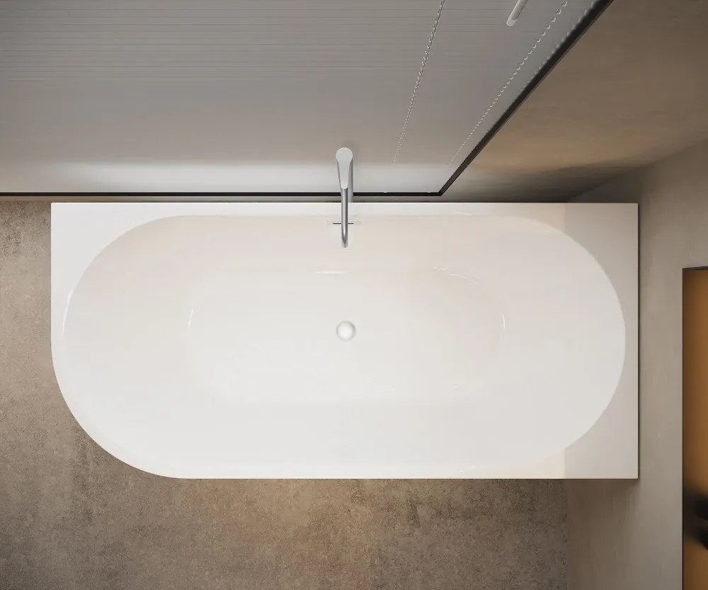 Cada freestanding Lora, colt perete dreapta, acril, Alb lucios,150x75x58 cm, 5006B-R
