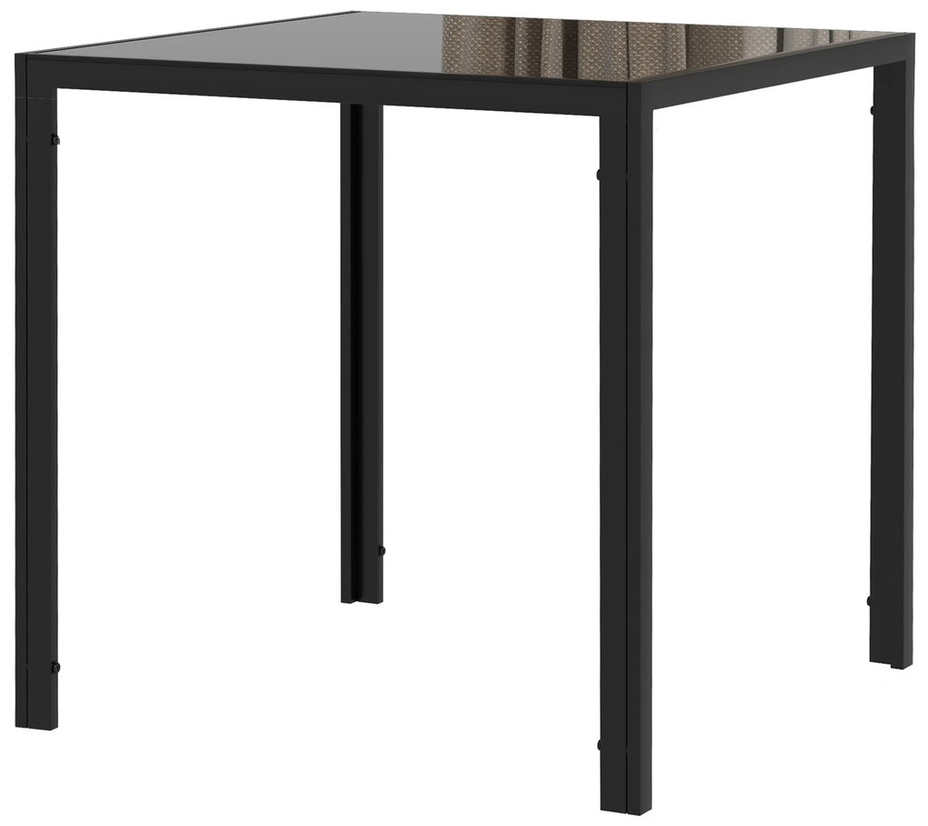HOMCOM Masă de sufragerie pentru 4 persoane, masă de bucătărie cu blat din sticlă temperată și picioare din oțel, 75 x 75 x 75 cm, negru | Aosom Romania