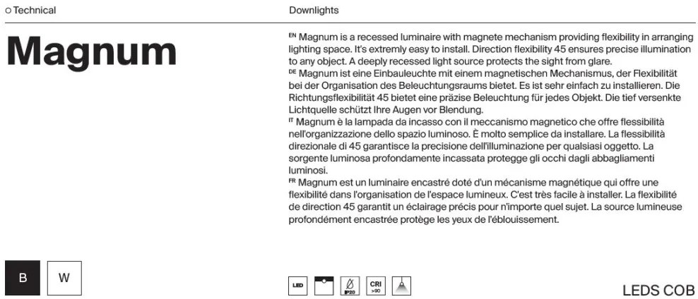 Spot LED incastrabil design tehnic Magnum 2 alb