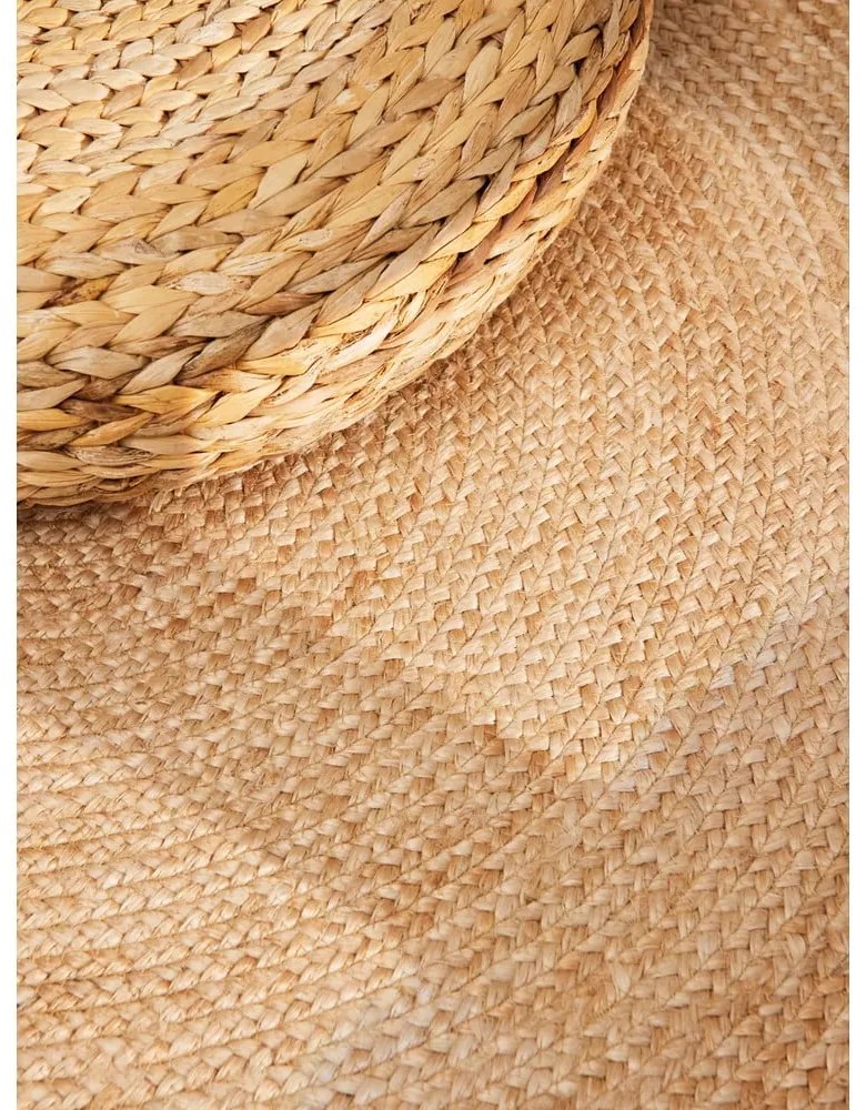 Covor în culoare naturală reversibil, țesut manual rotund din iută ø 120 cm Jutta Gold – Hanse Home