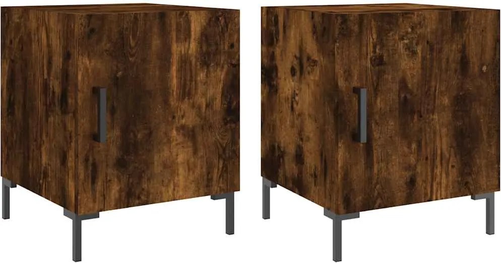 vidaXL Noptiere, 2 buc., stejar fumuriu, 40x40x50 cm, lemn compozit