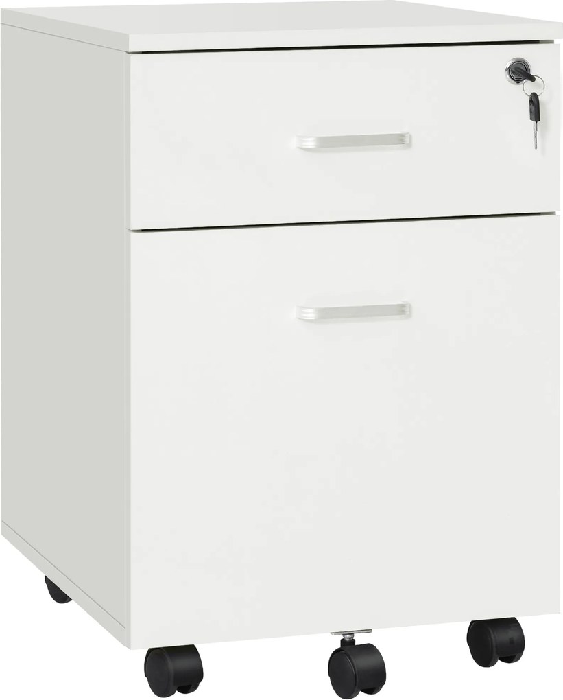Vinsetto Dulap cu sertare, cu 2 Sertare și 5 Roti, Fiset Birou cu Încuietoare, Design Modern, Culoare Lemn | Aosom Romania