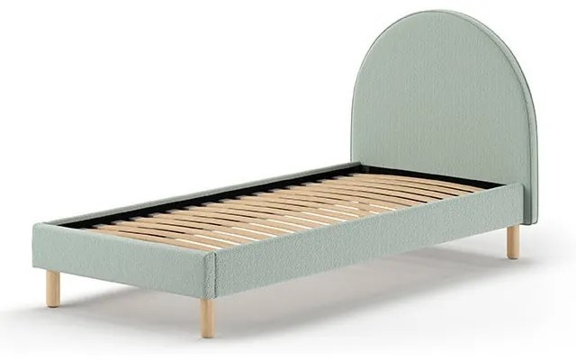 Pat single verde tapițat cu somieră 90x200 cm MOON – Vipack