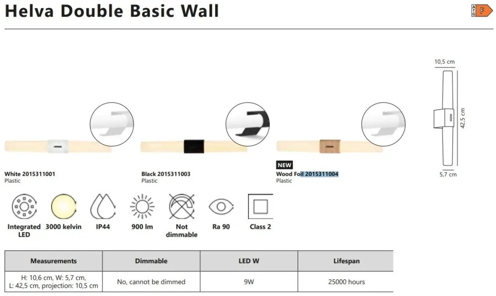 Aplica de perete LED pentru baie IP44 Helva double basic Nature