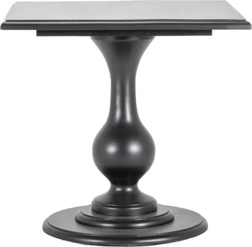 Masă dining pătrată din lemn, negru, 2–4 locuri, cu picior central, 75 x 70 x 70 cm, „Charlotte”