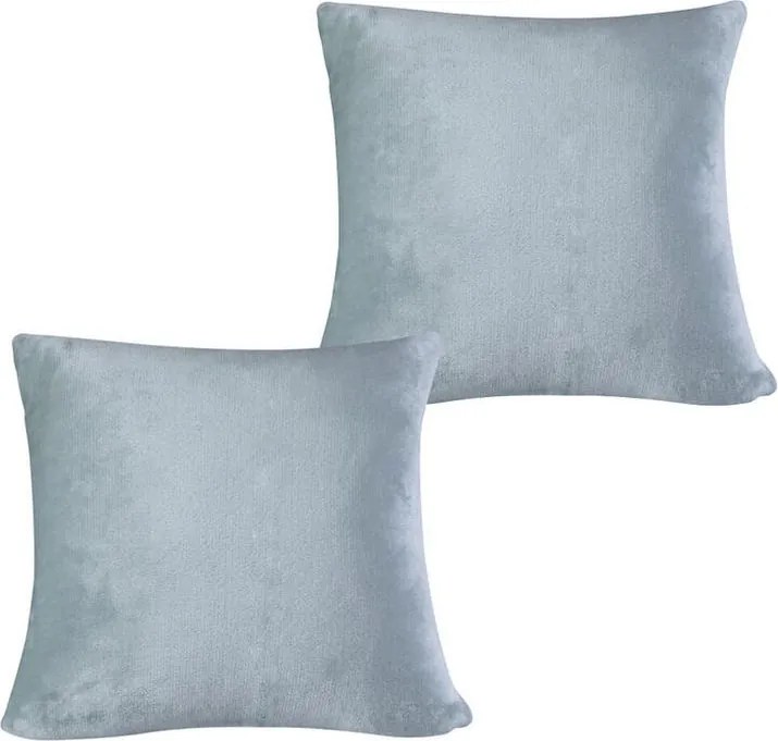 decoDoma Set de 2 fețe pernuțe din micropluș gri 40 x 40 cm