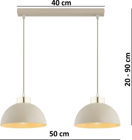 Brilagi - Pendul pe cablu MOON 2xE27/60W/230V bej/auriu