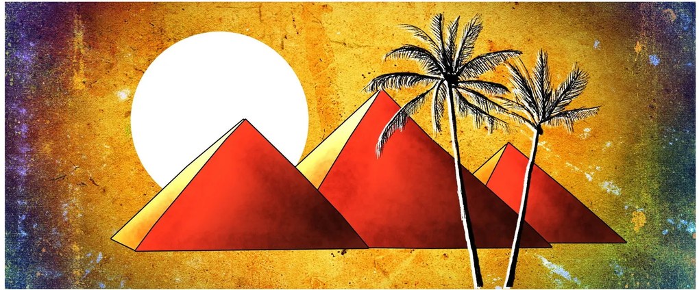 Tablou cu piramidele egiptene pictate (120x50 cm)