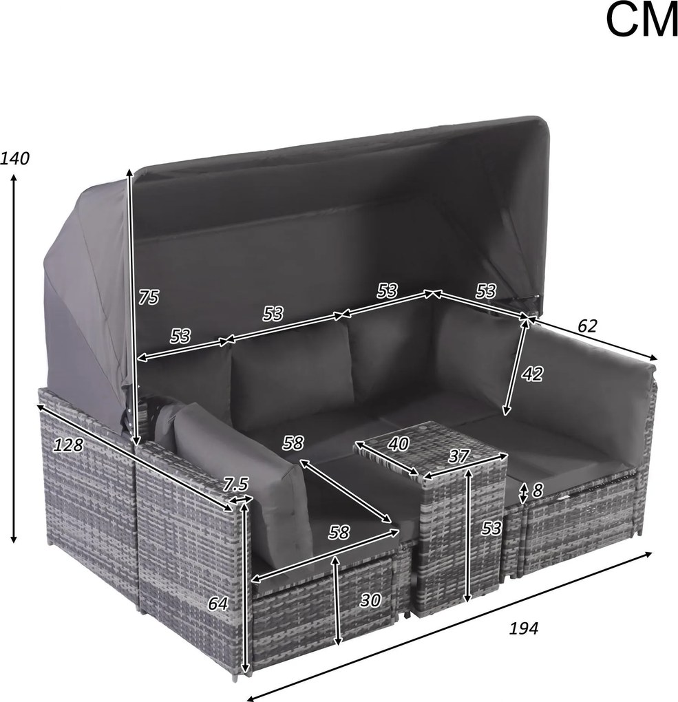 Set de mobilier de grădină din ratan, Gri | Aosom Romania