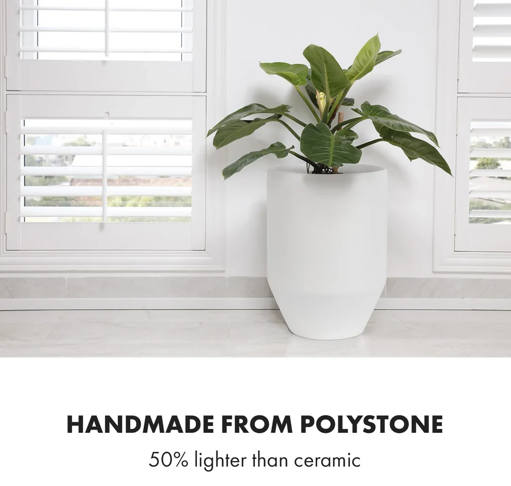 Almere ghiveci Polystone ideal pentru plante, lucrat manual, conic