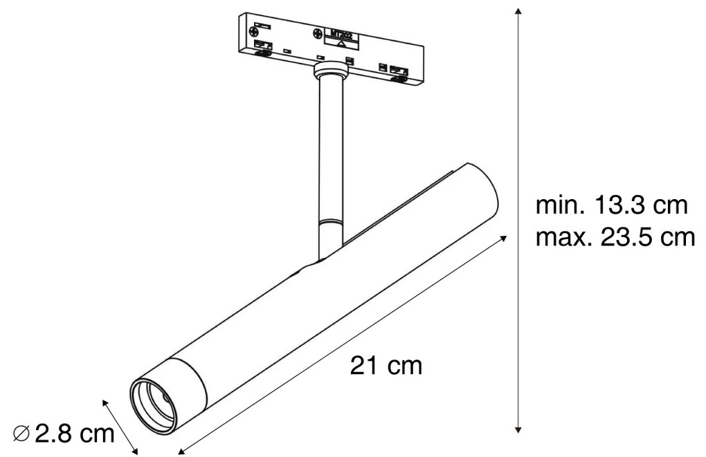 Spot modern negru pentru sistem de șină monofazat - Slimline Avery
