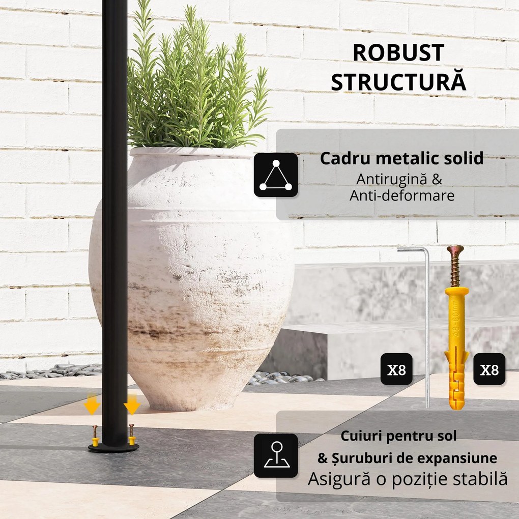 Outsunny Pavilion de grătar 242x149x248 cm rezistent la apă ignifug pavilion de grădină cu acoperiș cu dublu strat Gri | Aosom Romania