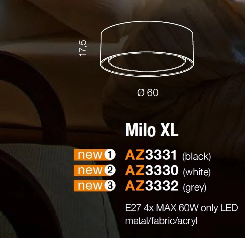 Lustra moderna aplicata 60cm MILO XL BK ZZ AZ3331