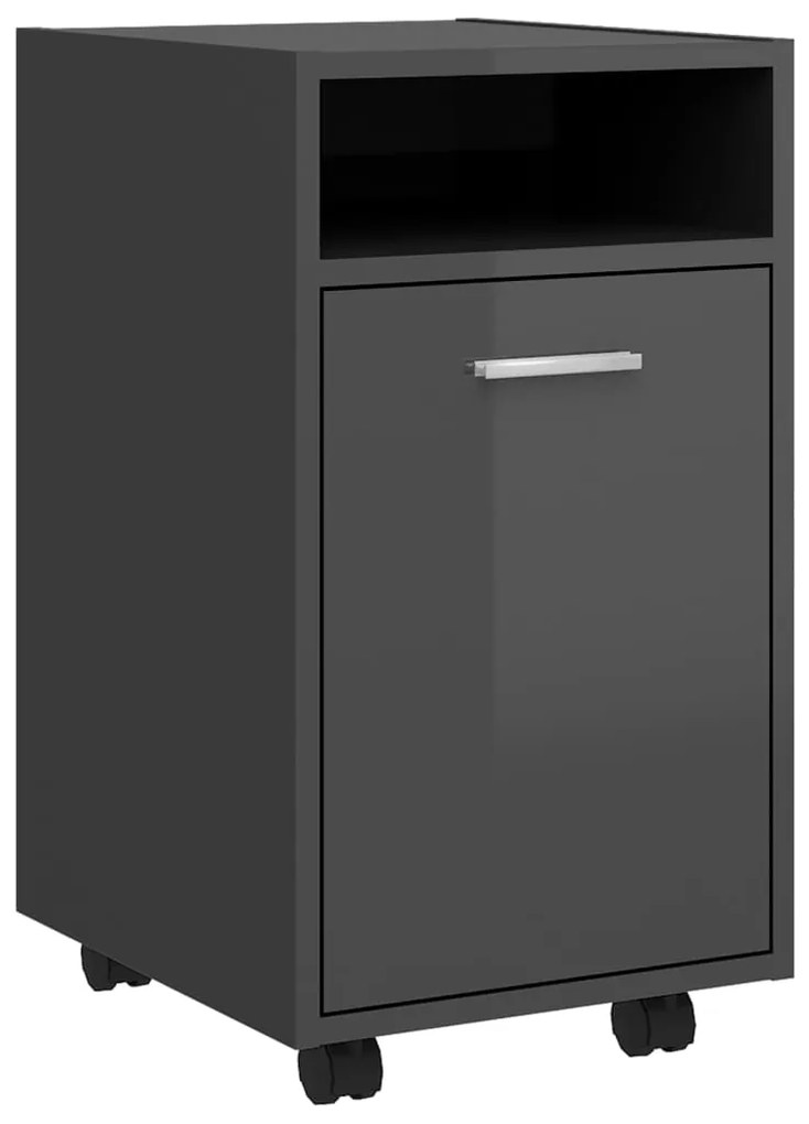 803055 vidaXL Dulap lateral cu roți, gri extralucios, 33x38x60 cm, PAL