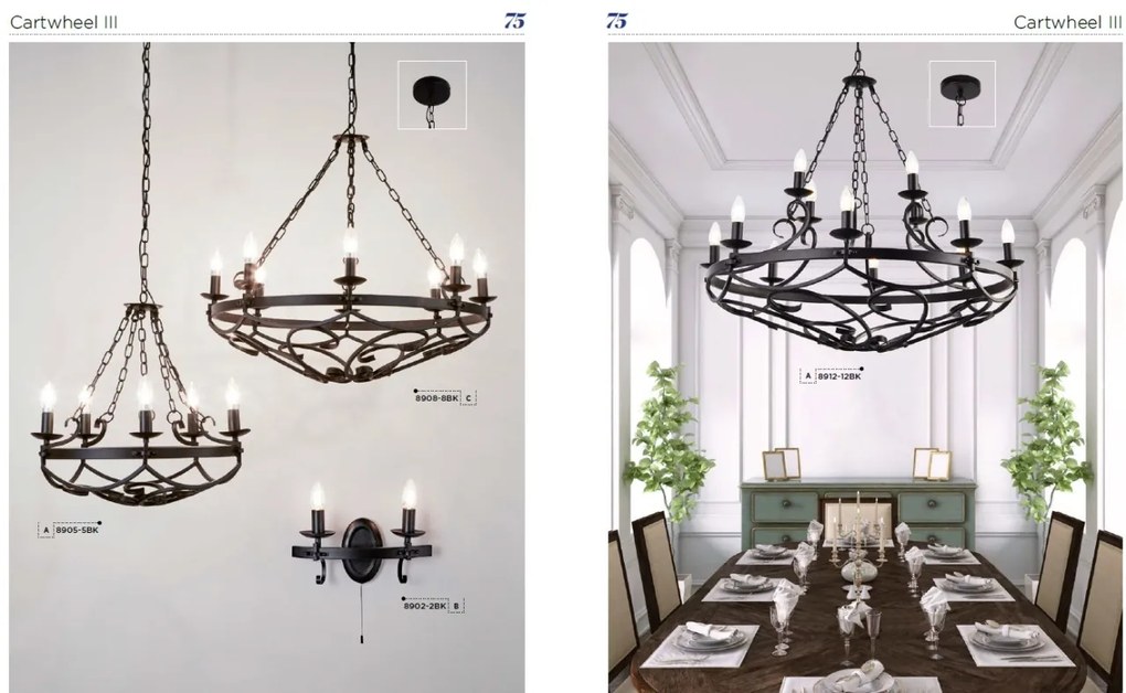Candelabru design rustic Cartwheel III - 5lt 8905-5BK SRT