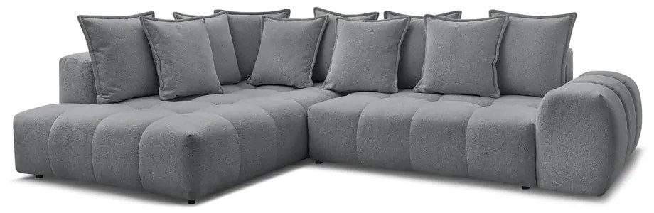 Colțar gri închis extensibil/cu spațiu de depozitare cu tapițerie din chenille (cu colț pe partea stângă/în formă de ”L”) Everest – Bobochic Paris