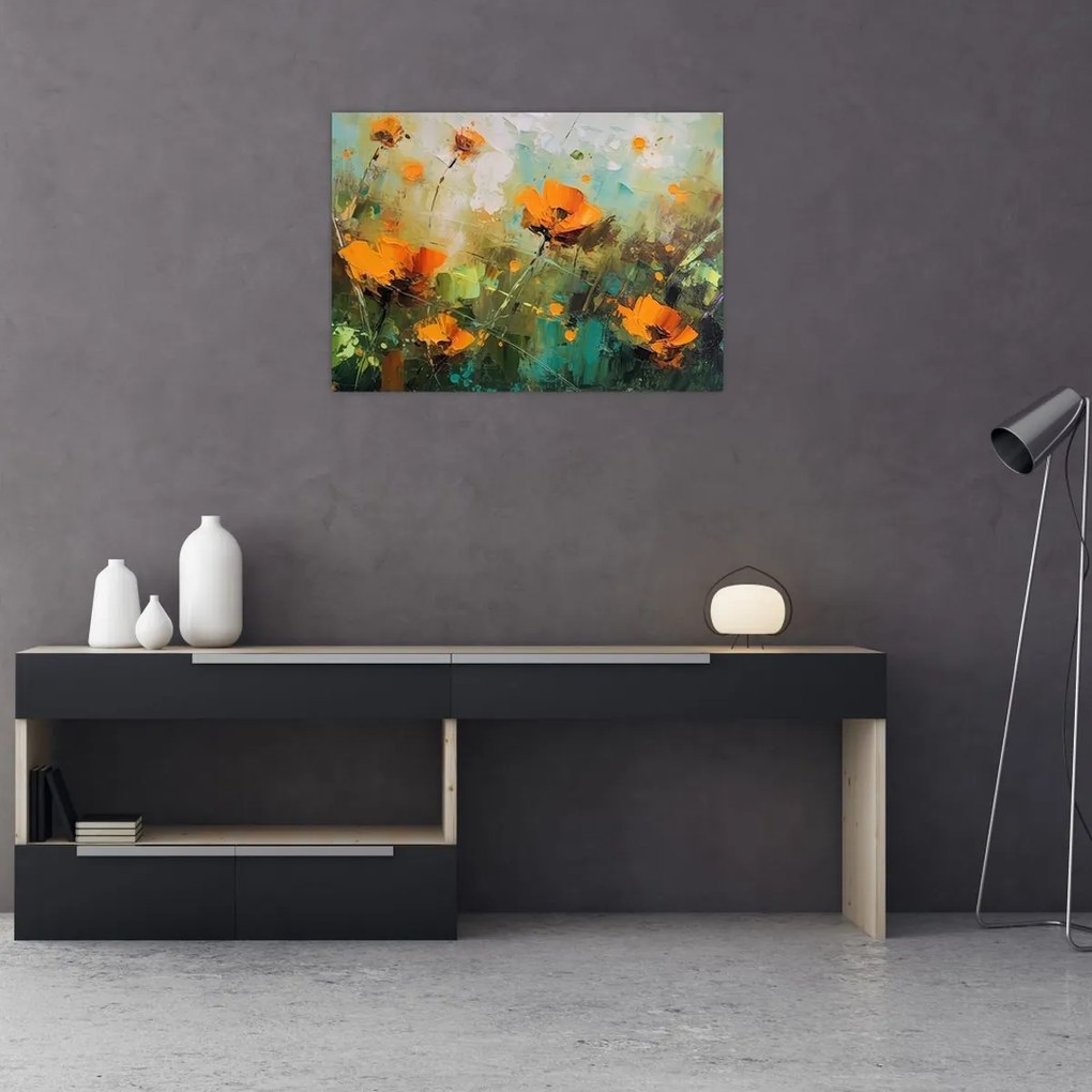 Tablou pe sticlă - Flori (70x50 cm)