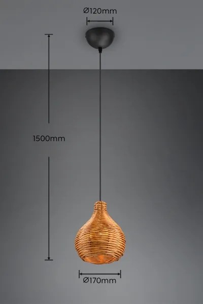 Pendul cu cablu SPROUT 1xE14/40W/230V maro/ratan