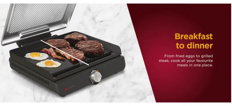Gratar electric Ninja GR101EU, 1450W, 28x37 cm, Incalzire rapida, 60-260°C, 2 placi, Negru