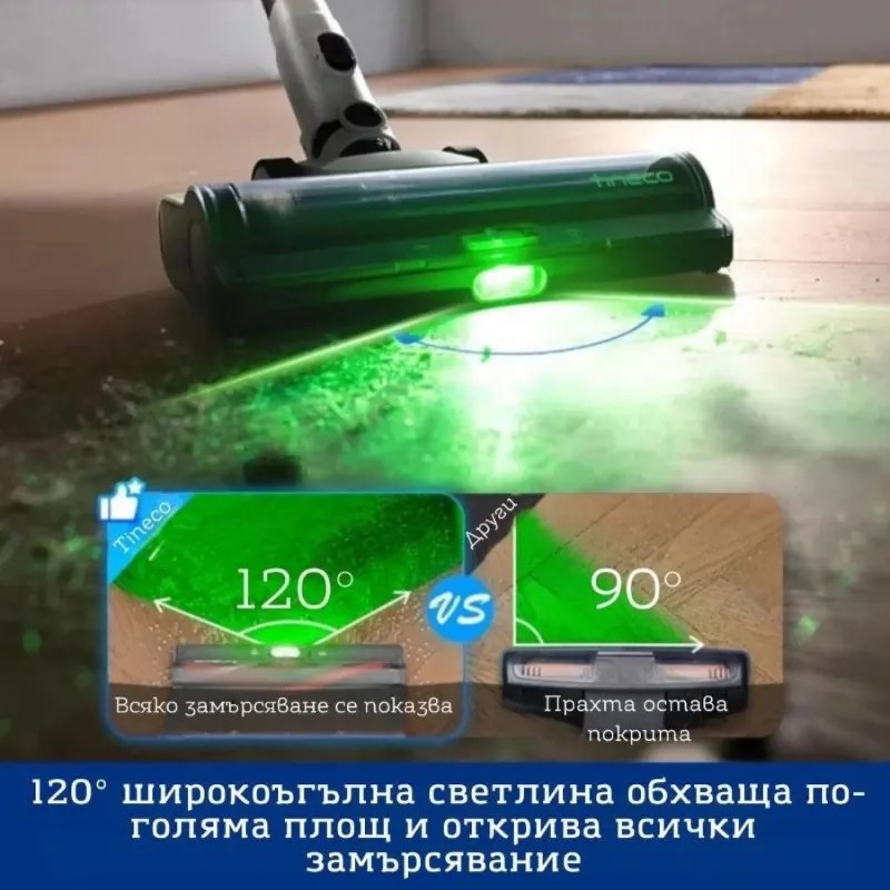 Aspirator fara fir Tineco Pure ONE Station 5, 450W, 2 moduri, Statie 0.45 l + 2.5 l, Autonomie 70 min, Senzor iLoop, Tehnologie PureCyclone, Auto-curatare, Alb