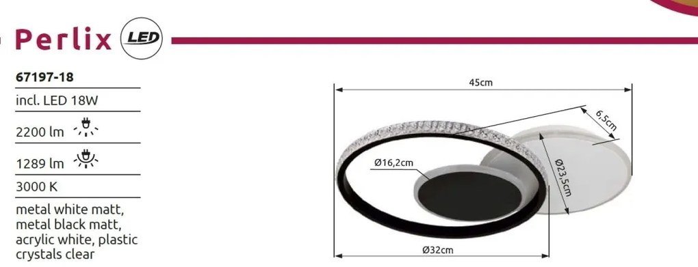 Plafoniera LED design slim PERLIX