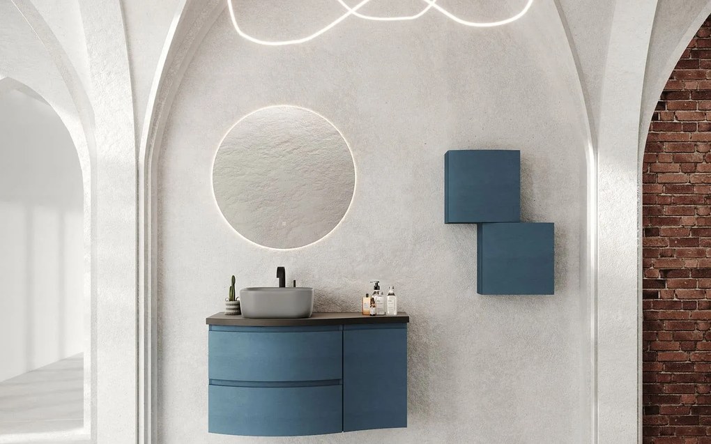 Oglindă lemn masiv cu iluminare LED rotundă Ø60/80 cm - 80cm