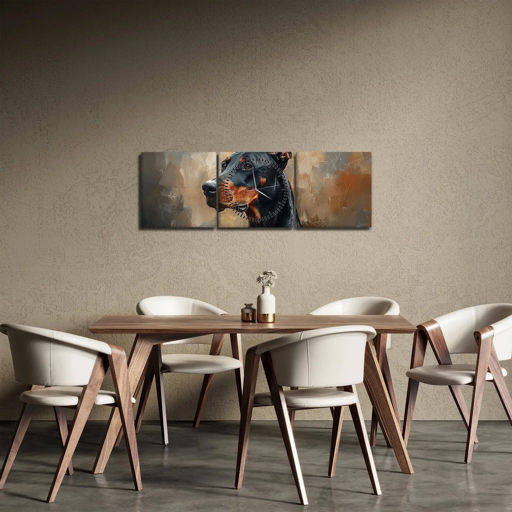 Tablou - Portretul lui Dobrman (cu ceas) (90x30 cm)