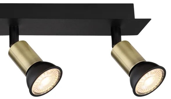 Spot DREW 4xGU10/35W/230V negru/alamă Globo 57998-4B