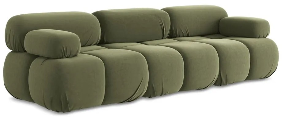Canapea modulară verde-deschis cu tapițerie din catifea 285 cm Lokua – Makamii