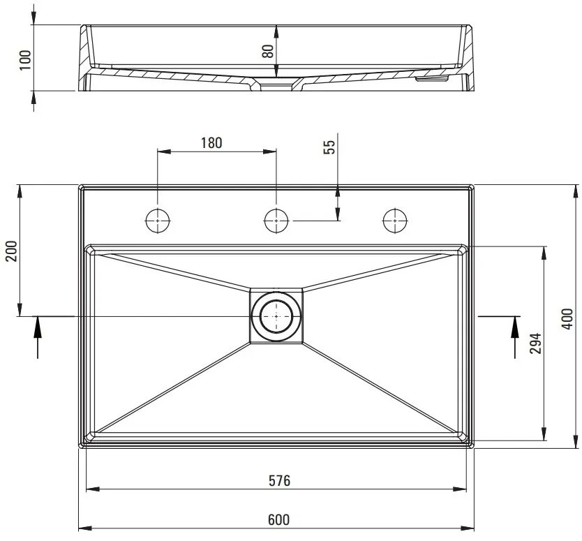 Lavoar pe blat Deante Correo alb 40x60cm