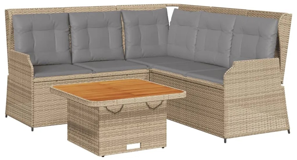 3262147 vidaXL Set mobilier de grădină cu perne, 4 piese, bej, poliratan