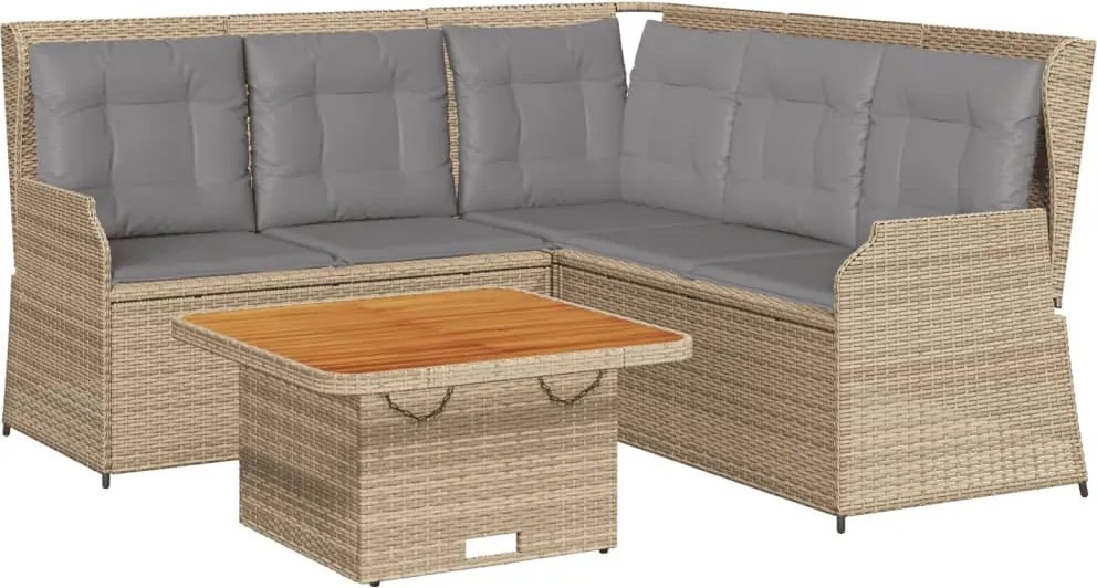 vidaXL Set mobilier de grădină cu perne, 4 piese, bej, poliratan