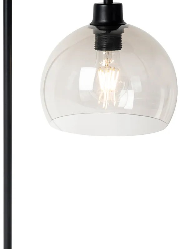 Lampă de masă modernă neagră cu abajur fumuriu - Maly