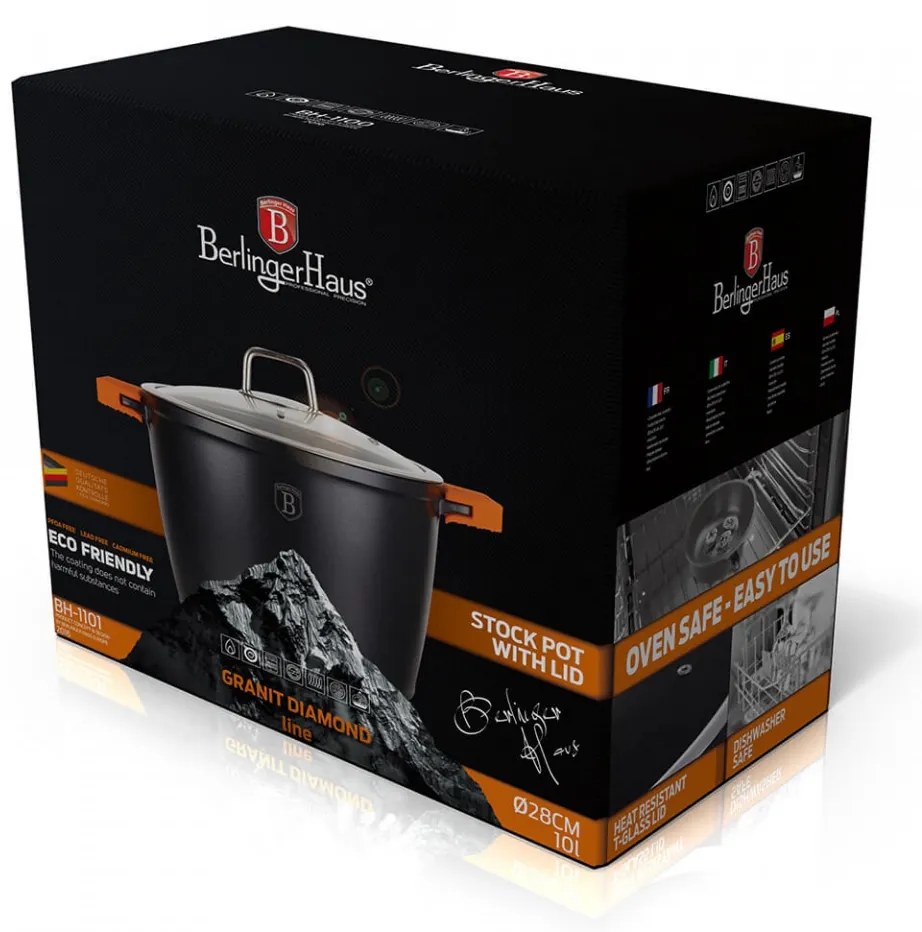 Oala cu capac 28 cm Granit Diamond Line Berlinger Haus BH 1101N