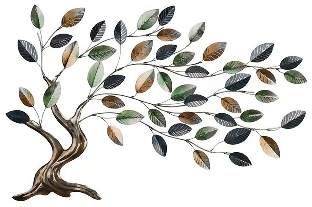 Decor de perete metal copac frunze colorate , 100x 5 x 80 cm