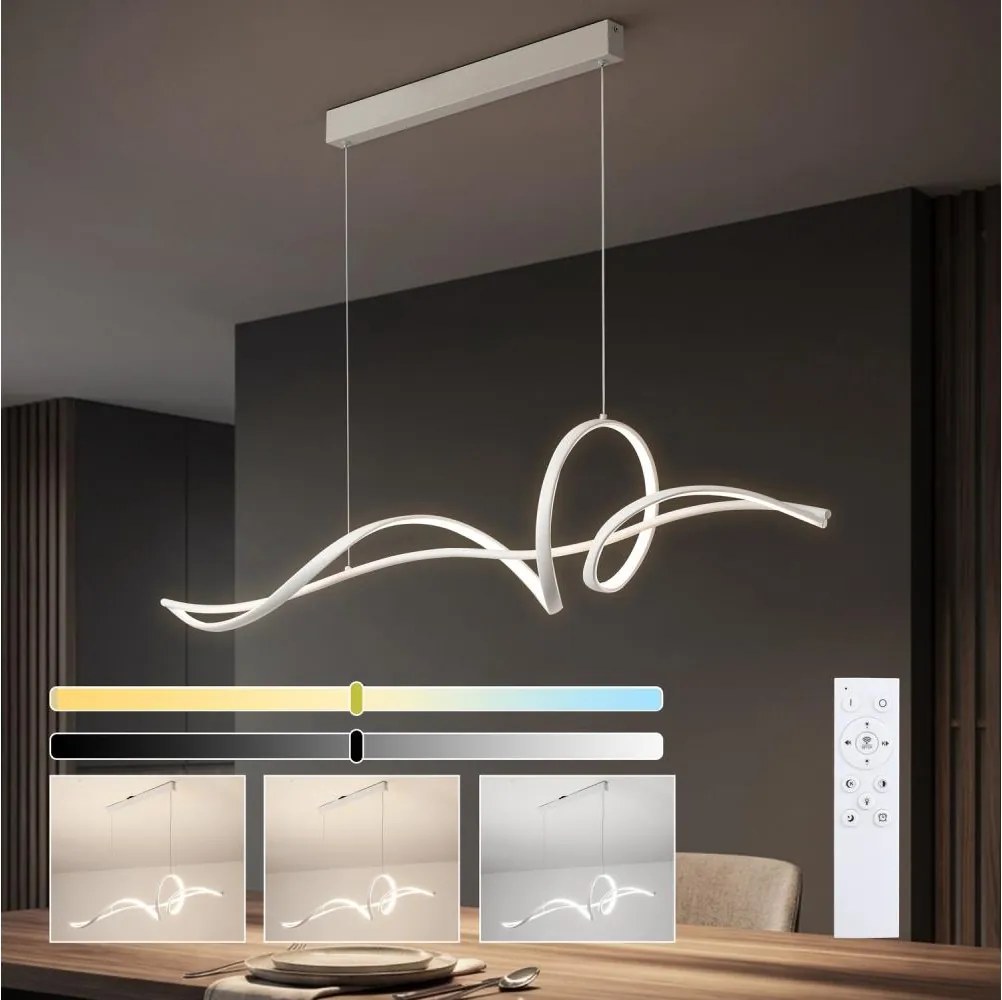 Brilagi - Lustra LED cu dimmer pe cablu SIGNATURE LED/55W/230V 120x23 cm albă + telecomandă
