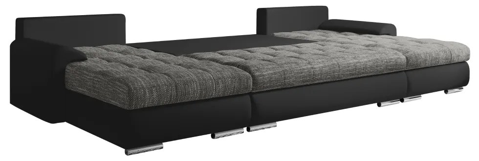 Set canapea universal, piele ecologica negru melir gri, TOLITA U UNI