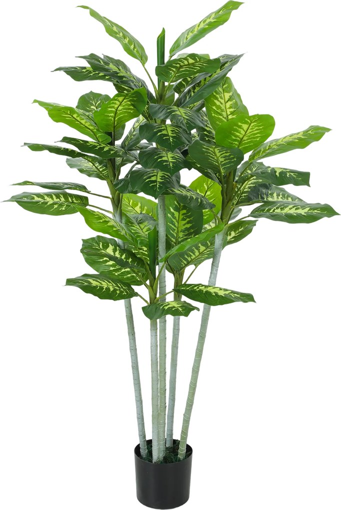 HOMCOM Plantă artificială Calathea înălțime 150 cm ghiveci din ciment 53 frunze - interior | Aosom Romania