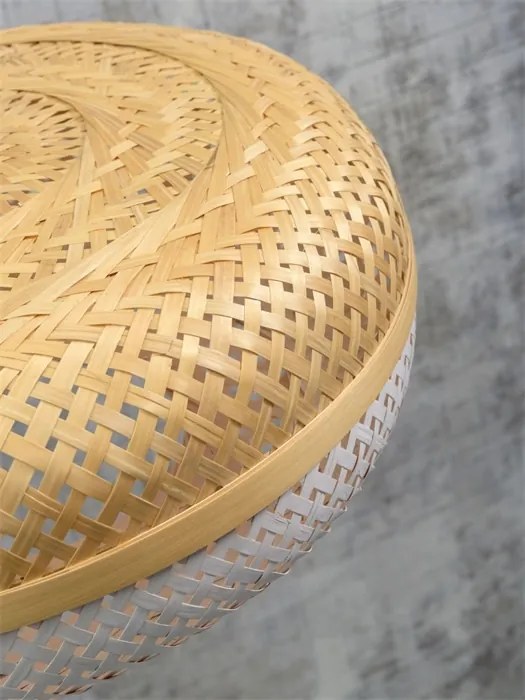 Lampadar eco din bambus Palawan negru/ alb, 40x15cm