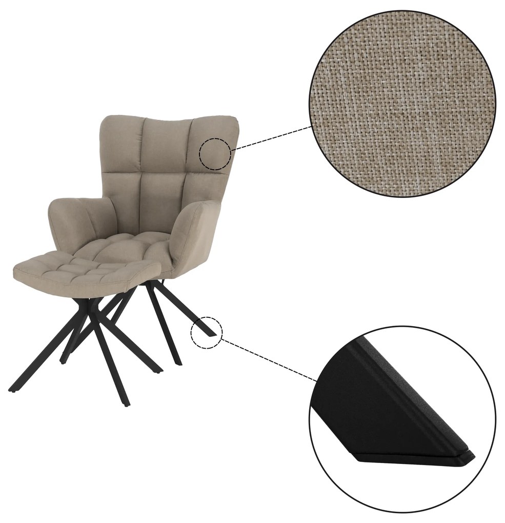 Scaun pivotant design cu bază, bej / negru, KOMODO TIP 2