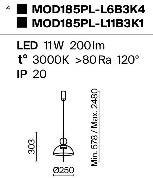 Lustra/Pendul LED design modern decorativ Bangkok 25cm, fumuriu