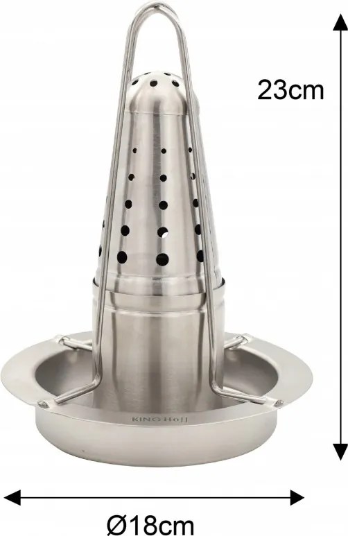 Suport pentru fripturа pui Kinghoff KH 1880, Tava pentru grasime si condimente, 23x18 cm, Inox