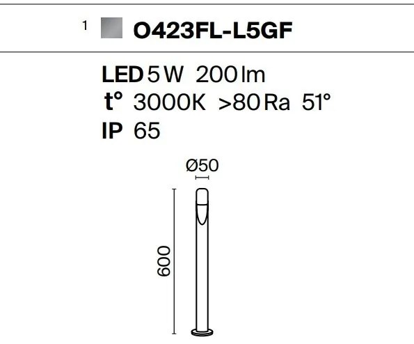 Stalp LED pentru iluminat exterior IP65 Hagen H-60cm